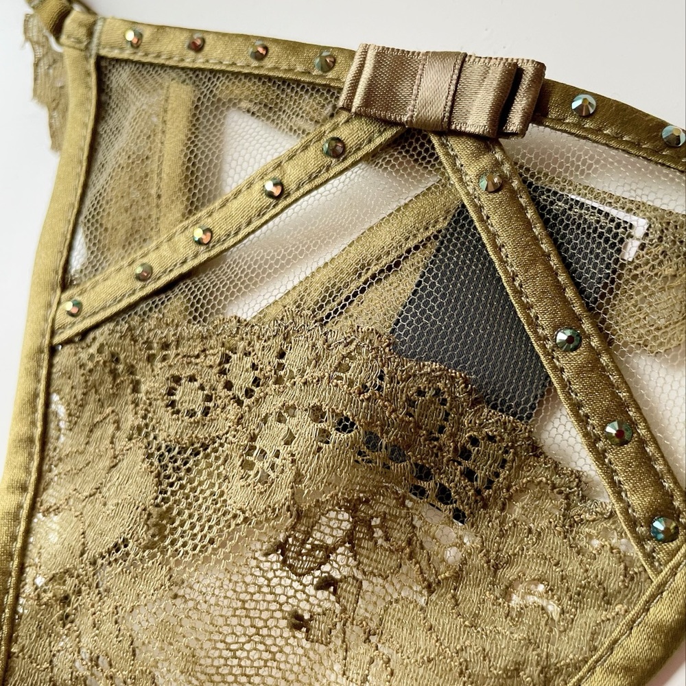 Victoria’s Secret satin and lace G-string with rhinestones